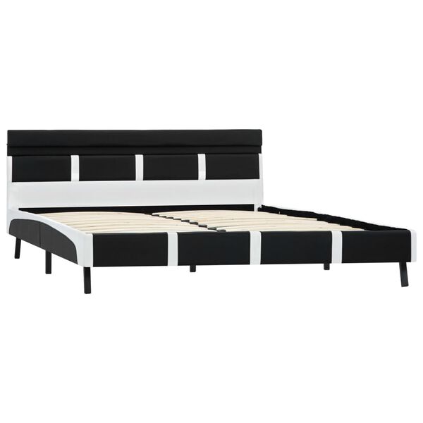 vidaXL Estructura de cama con LED sin colch&oacute;n cuero negro 140x200 cm