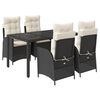 vidaXL Set de muebles jard&iacute;n 5 pzas con cojines rat&aacute;n sint&eacute;tico negro
