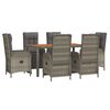vidaXL Set comedor jard&iacute;n 7 pzas y cojines rat&aacute;n sint&eacute;tico gris