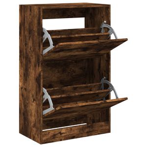 vidaXL Zapatero de madera de ingenier&iacute;a roble ahumado 60x34x96,5 cm
