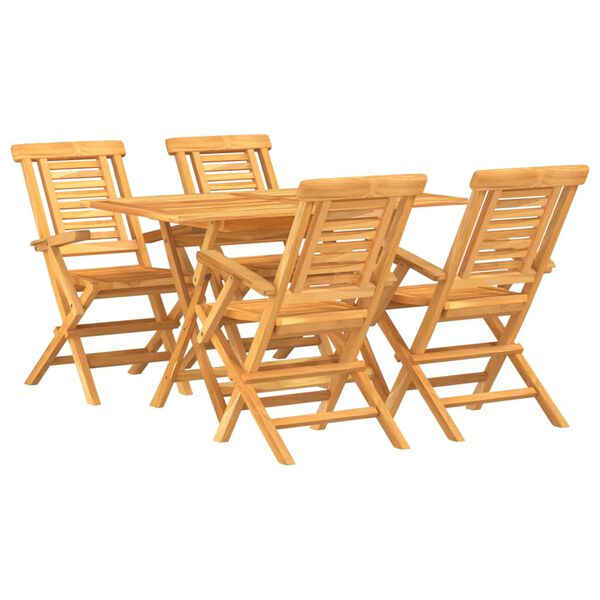 vidaXL Juego de comedor para jard&iacute;n 5 piezas madera maciza de teca