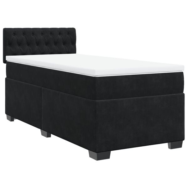 vidaXL Cama box spring con colch&oacute;n terciopelo negro 80x200 cm