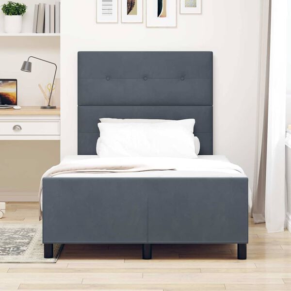 vidaXL Cama tipo Box Spring Gris oscuro 120 x 200 cm Terciopelo
