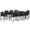 vidaXL Conjunto de Comedor de Jard&iacute;n 9 pcs Negro rat&aacute;n sint&eacute;tico