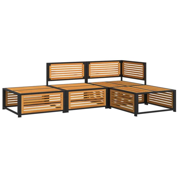 vidaXL Set sofás de jardín con cojines 4 pzas madera maciza de acacia