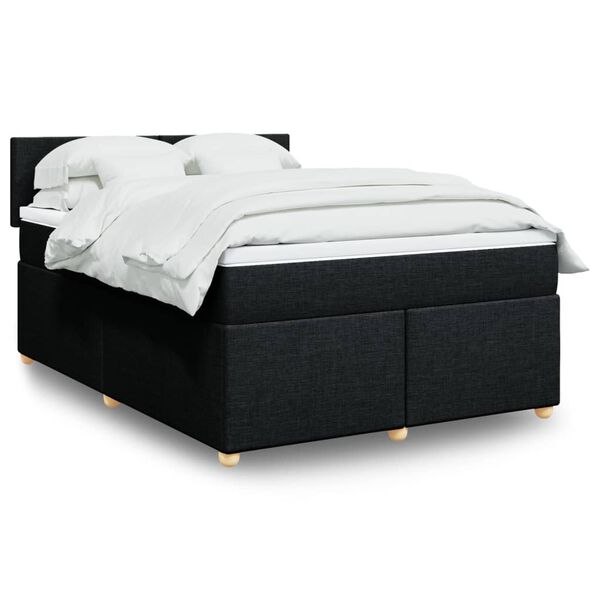 vidaXL Cama box spring con colch&oacute;n tela negro 140x200 cm