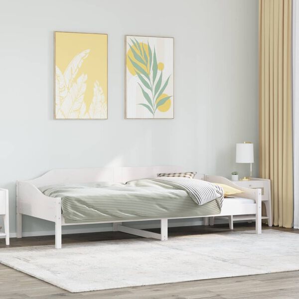 vidaXL Estructura de cama sin colch&oacute;n madera maciza blanca 90x190 cm
