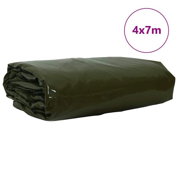 vidaXL Lona 650g / m² Verde Oliva 4 x 7 m Lona con recubrimiento de PVC