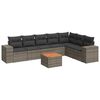 vidaXL Set de sof&aacute;s de jard&iacute;n 8 pzas y cojines rat&aacute;n sint&eacute;tico gris