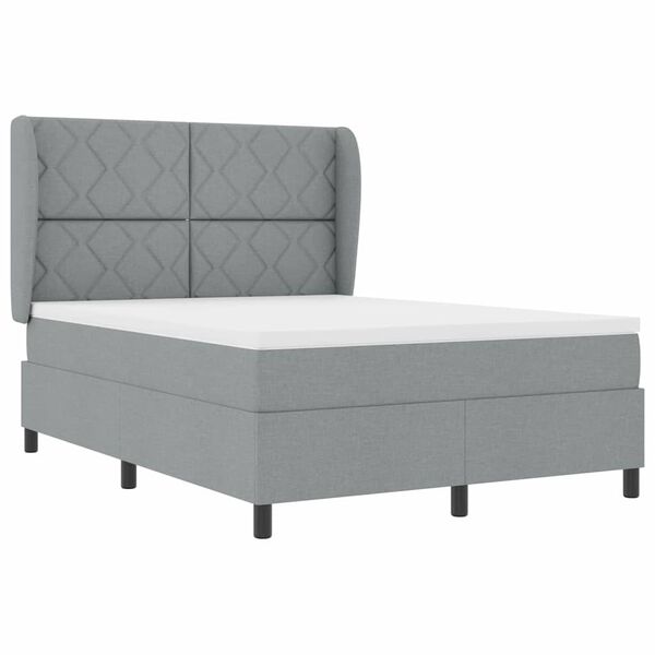 vidaXL Cama tipo Box Spring con colch&oacute;n Gris claro 160 x 200 cm tela