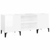 vidaXL Mueble discos madera contrachapada blanco brillo 121x38x48 cm