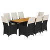 vidaXL Set de comedor de jard&iacute;n 9 pzas y cojines rat&aacute;n sint&eacute;tico negro