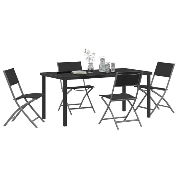 vidaXL Conjunto de Comedor de Jard&iacute;n 5 pcs Negro