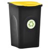 vidaXL Cubo de basura con tapa de bisagra negro y amarillo 50 L