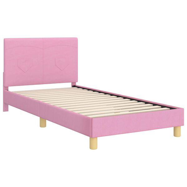 vidaXL Cama para niños con cabecero con cabecera Rosa 90 x 190 cm tela