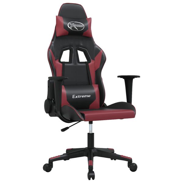 vidaXL Silla gaming cuero sintético negro y rojo vino tinto