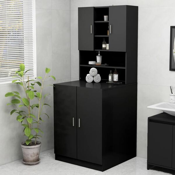 vidaXL Mueble de lavadora negro
