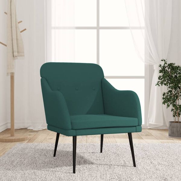 vidaXL Sill&oacute;n de tela verde oscuro 63x76x80 cm