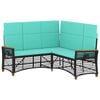 vidaXL Conjunto de sof&aacute; reclinable de jard&iacute;n Manual Negro y Turquesa