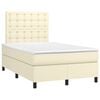 vidaXL Cama box spring colch&oacute;n y LED cuero sint&eacute;tico crema 120x200 cm