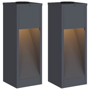 vidaXL Luz de Sendero LED Solar 2 uds. Blanco C&aacute;lido 18 x 18 x 50 cm