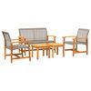 vidaXL Juego de bistro de 5 piezas rat&aacute;n PE gris y madera de acacia