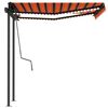 vidaXL Toldo autom&aacute;tico LED sensor de viento naranja y marr&oacute;n 3x2,5 m