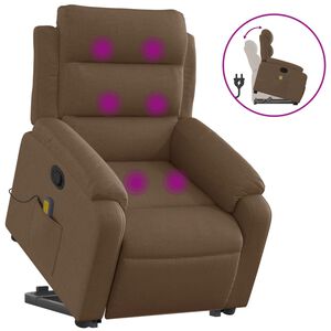 vidaXL Silla de masaje reclinable de pie de tela marr&oacute;n