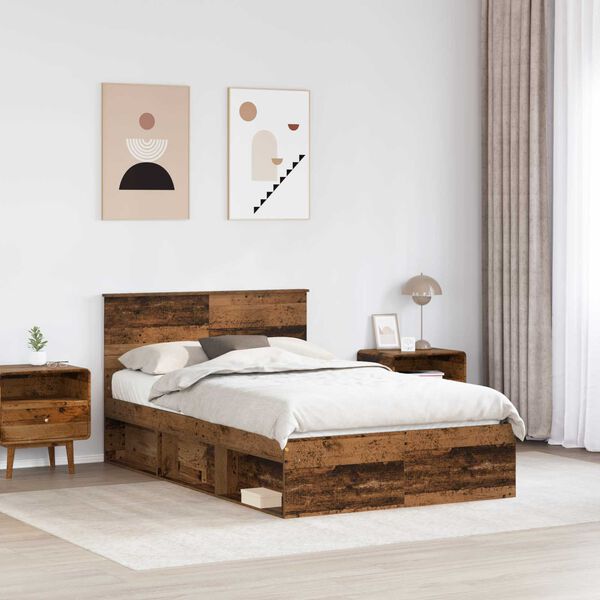 vidaXL Estructura de cama con cabecera Madera vieja 120 x 200 cm