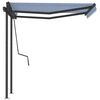 vidaXL Toldo manual retr&aacute;ctil con postes azul y blanco 3x2,5 m