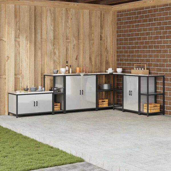 vidaXL Almacenamiento de cocina Plateado 60 x 50 x 92 cm Acero