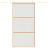 vidaXL Puerta corredera dorada de vidrio ESG esmerilado y aluminio