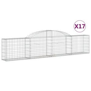 vidaXL Cestas de gaviones 17 uds forma de arco hierro 300x30x60/80 cm