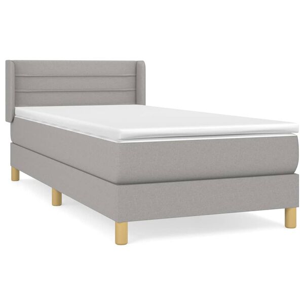 vidaXL Cama box spring con colch&oacute;n tela gris claro 90x190 cm
