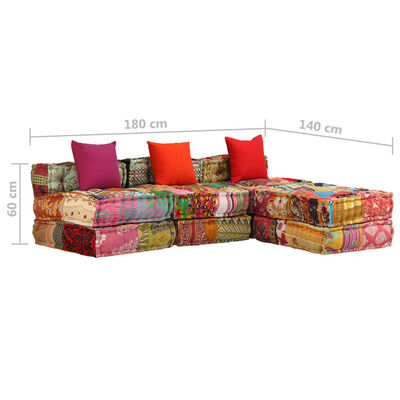 vidaXL Conjunto de sofá modular 14 piezas tela de patchwork