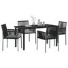 vidaXL Conjunto de Comedor de Jard&iacute;n 5 pcs Negro Rat&aacute;n sint&eacute;tico