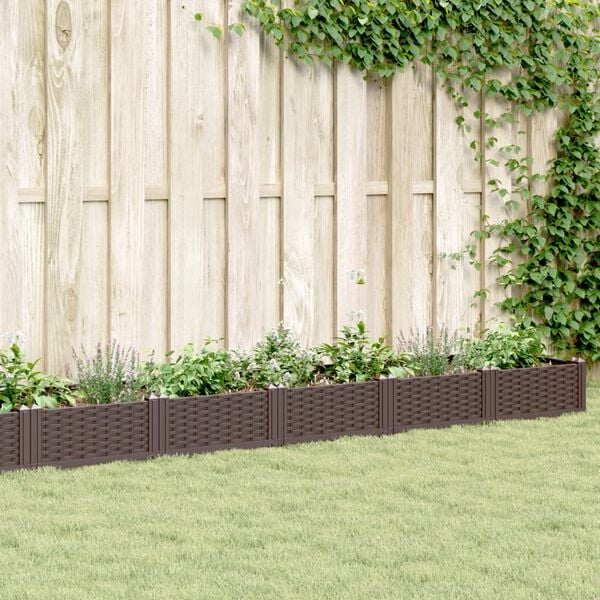 vidaXL Jardinera con clavijas PP marr&oacute;n 362,5x42,5x28,5 cm