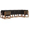 vidaXL Conjunto de sof&aacute;s de exterior con coj&iacute;n 7 pcs Natural y negro