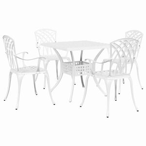 vidaXL Conjunto de mesa de jard&iacute;n 5 pcs Blanco Aluminio fundido
