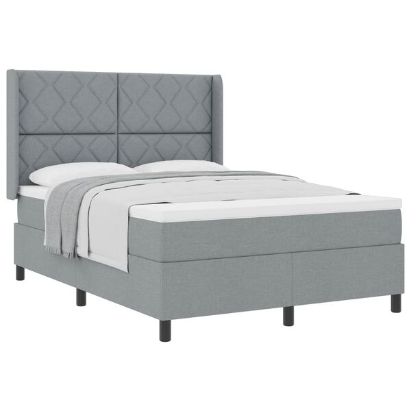 vidaXL Cama tipo Box Spring con colch&oacute;n Gris claro 140 x 200 cm tela