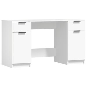 vidaXL Escritorio con armario lateral madera contrachapada blanco