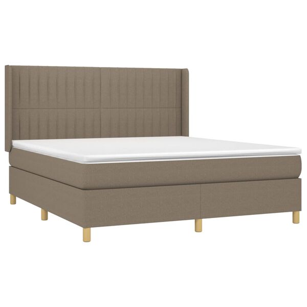 vidaXL Cama box spring con colch&oacute;n tela gris taupe 180x200 cm