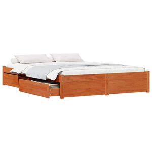vidaXL Estructura de cama con caj&oacute;n Marr&oacute;n cera 160 x 200 cm