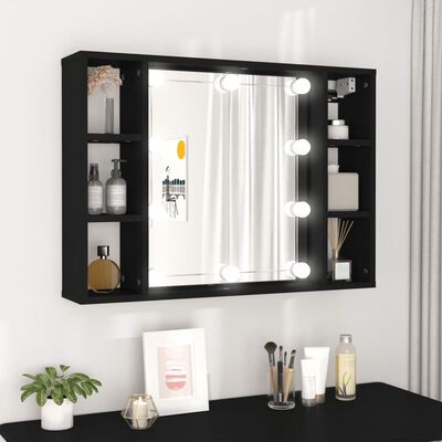 vidaXL Mueble con espejo y LED negro 76x15x55 cm