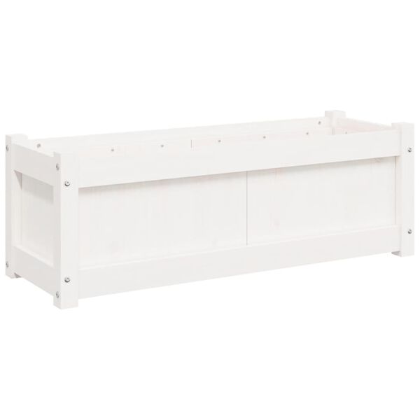 vidaXL Jardinera de madera maciza de pino blanca 90x31x31 cm
