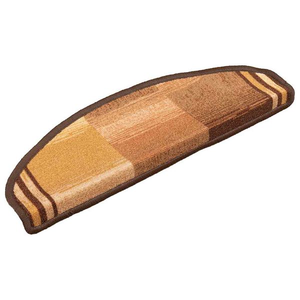 vidaXL Alfombrillas de escalera autoadhesivas 5 uds marr&oacute;n 65x21x4 cm