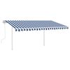 vidaXL Toldo manual retráctil con postes azul y blanco 4,5x3 m