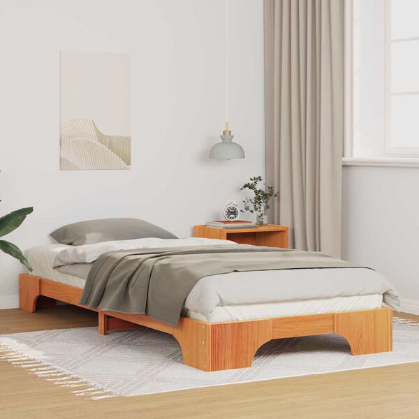vidaXL Estructura de cama Marr&oacute;n 80 x 220 cm Madera de pino macizo
