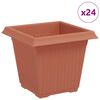 vidaXL Maceta cuadrada para flores 24 pcs Rojo Ladrillo Pl&aacute;stico