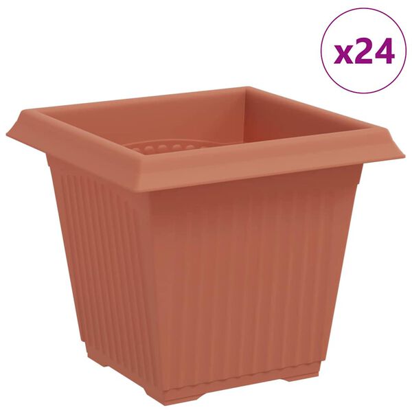 vidaXL Maceta cuadrada para flores 24 pcs Rojo Ladrillo Pl&aacute;stico